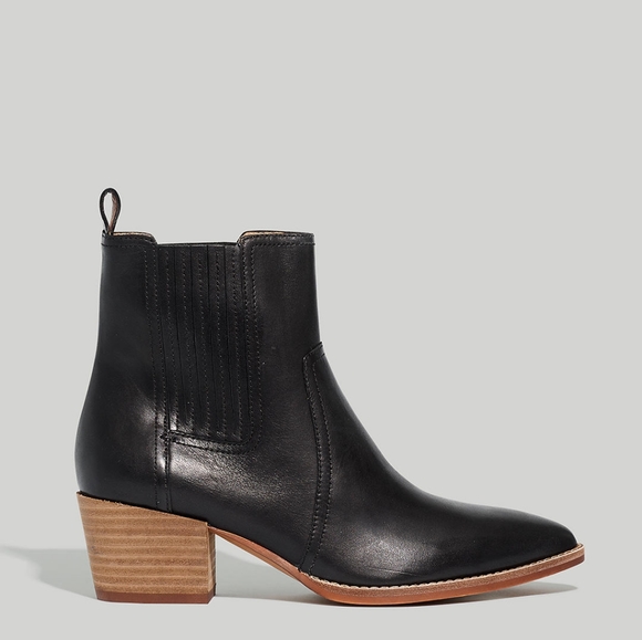 Madewell Shoes - Madewell The Western Black Leather Ankle Boots 7.5